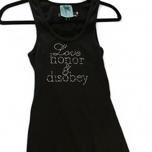 🖤 Vintage Victoria's Secret Rhinestone Tank 🖤 ✨ "Love Honor & Disobey" ✨